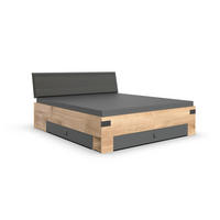 Pat 160x200 cm  grafit, culoare lemn stejar  - culoare lemn stejar/grafit, Basics, textil/material pe bază de lemn (169/96/210cm) - Ti'me