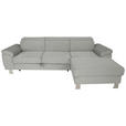 ECKSOFA inkl. Funktionen Grau Cord Bettkasten, Schlaffunktion, Rücken echt, Kopfteilverstellung  - Silberfarben/Grau, Design, Textil/Metall (250/167cm) - Xora