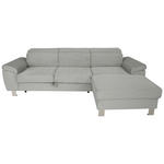 ECKSOFA inkl. Funktionen Grau Cord Bettkasten, Schlaffunktion, Rücken echt, Kopfteilverstellung  - Silberfarben/Grau, Design, Textil/Metall (250/167cm) - Xora