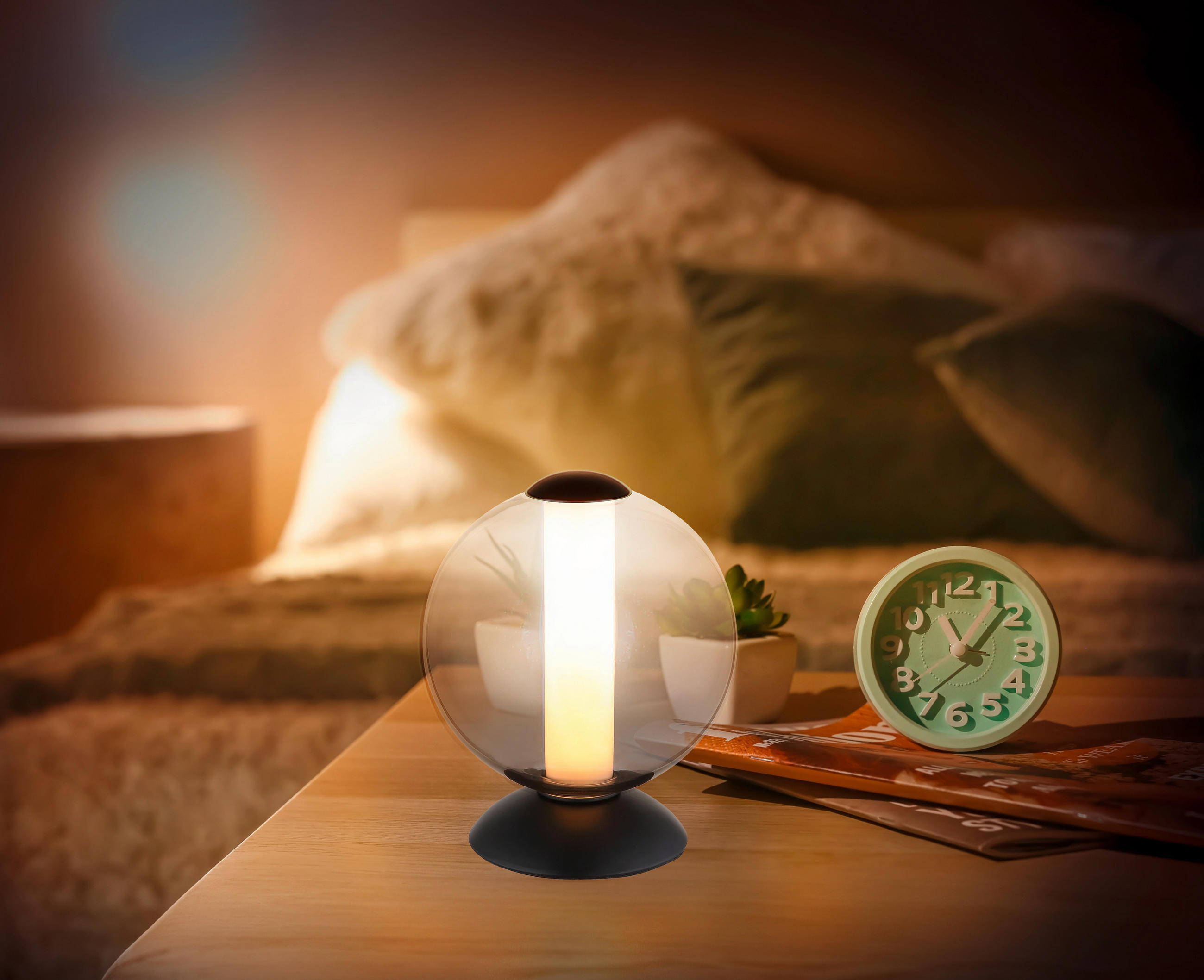 LED-TISCHLEUCHTE LACY 18/21 cm   - Schwarz/Weiß, KONVENTIONELL, Glas/Kunststoff (18/21cm) - Globo