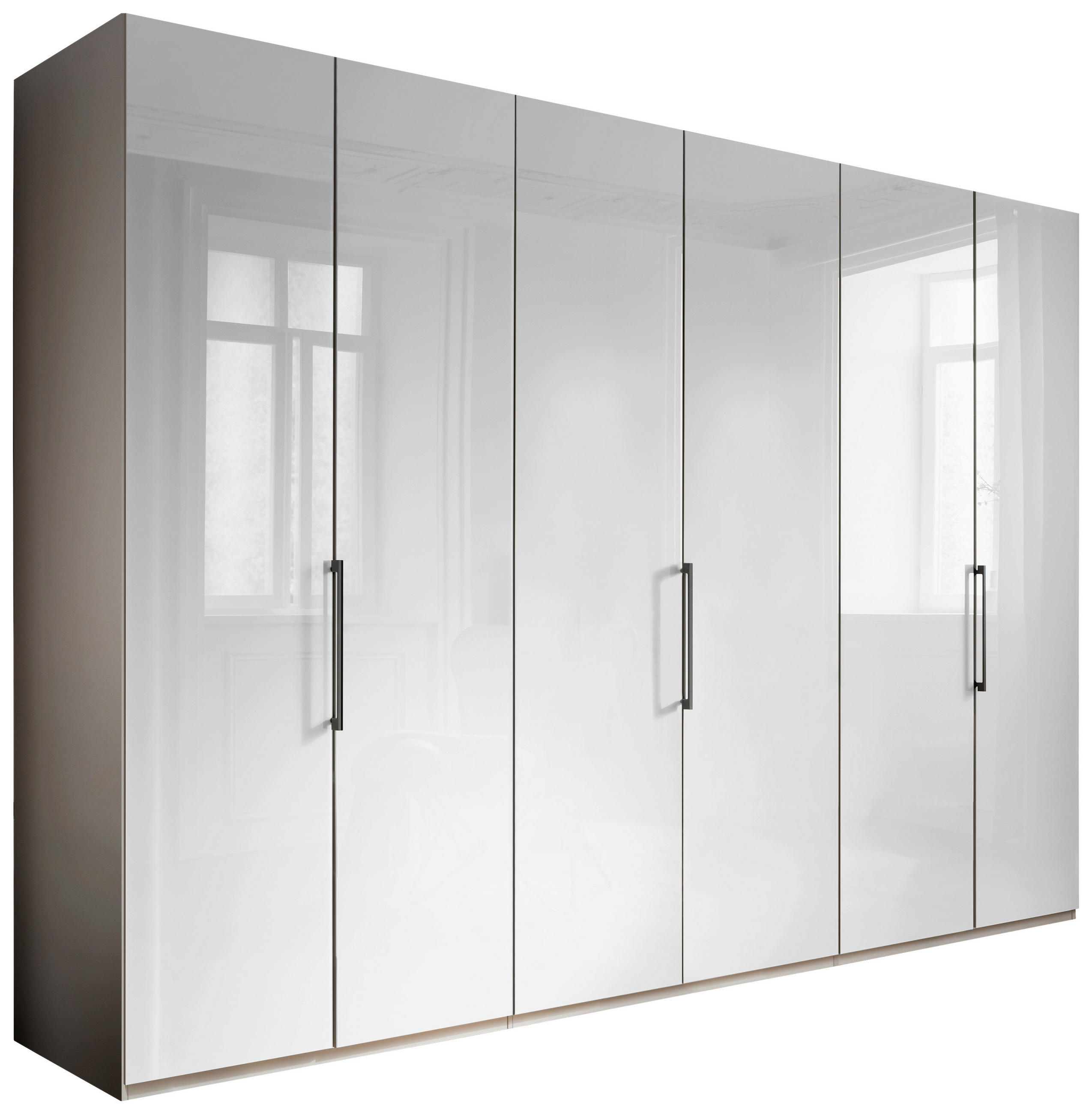 FALTTÜRENSCHRANK 300/216/58 cm 6-türig Grau, Weiß  - Schieferfarben/Weiß, KONVENTIONELL, Glas/Holzwerkstoff (300/216/58cm) - Novel