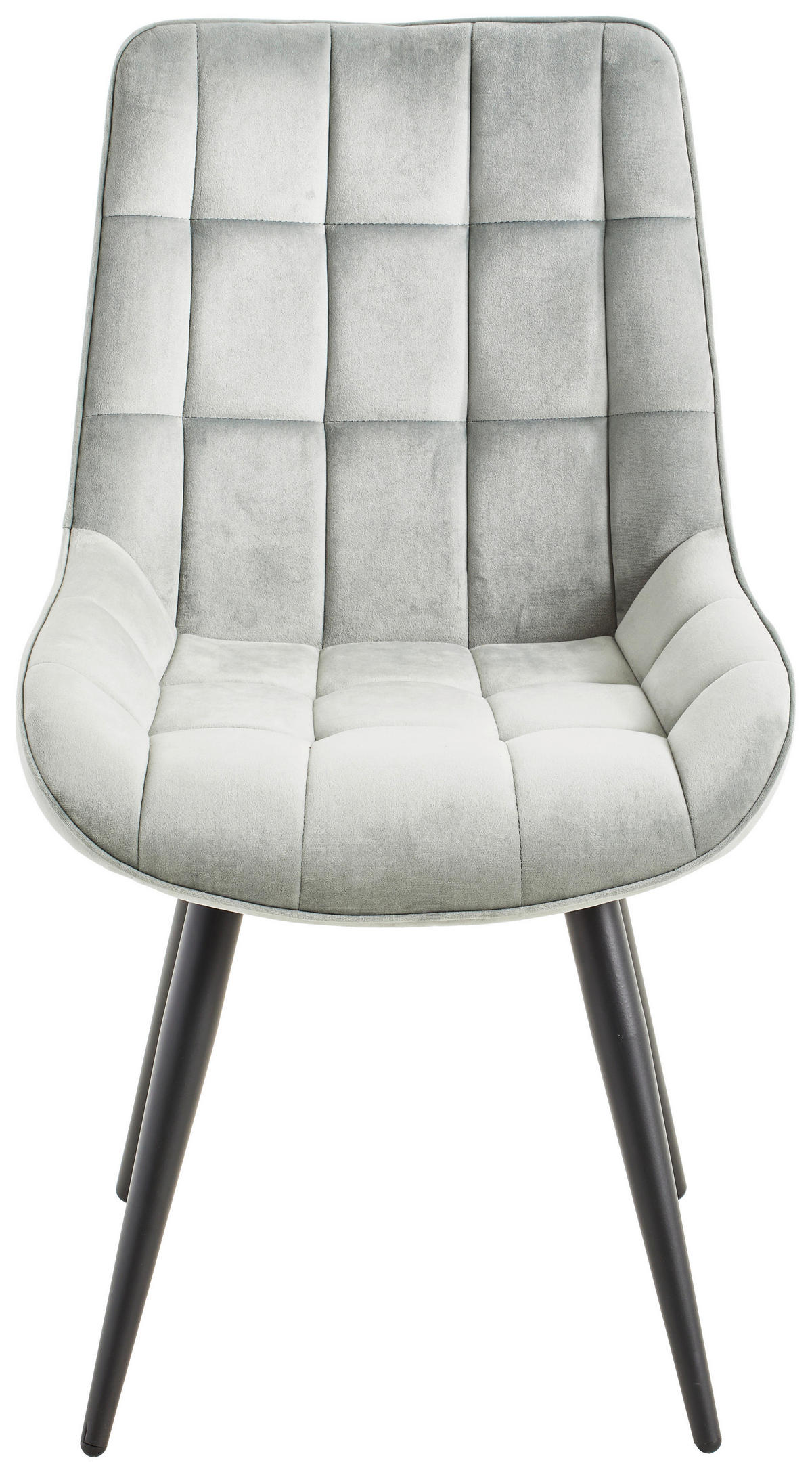 STUHL Samt Grau, Schwarz  - Schwarz/Grau, MODERN, Textil/Metall (53,5/90/62cm) - MID.YOU