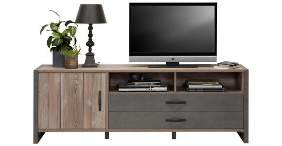 TV-ELEMENT Kieferfarben, Dunkelgrau  - Dunkelgrau/Schwarz, Trend, Holzwerkstoff/Kunststoff (189,5/67,8/43,1cm) - Carryhome