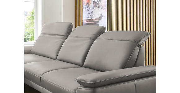 ECKSOFA in Echtleder Hellgrau 193/332 cm - Hellgrau/Schwarz, Design, Leder/Metall (193/332cm) - Dieter Knoll