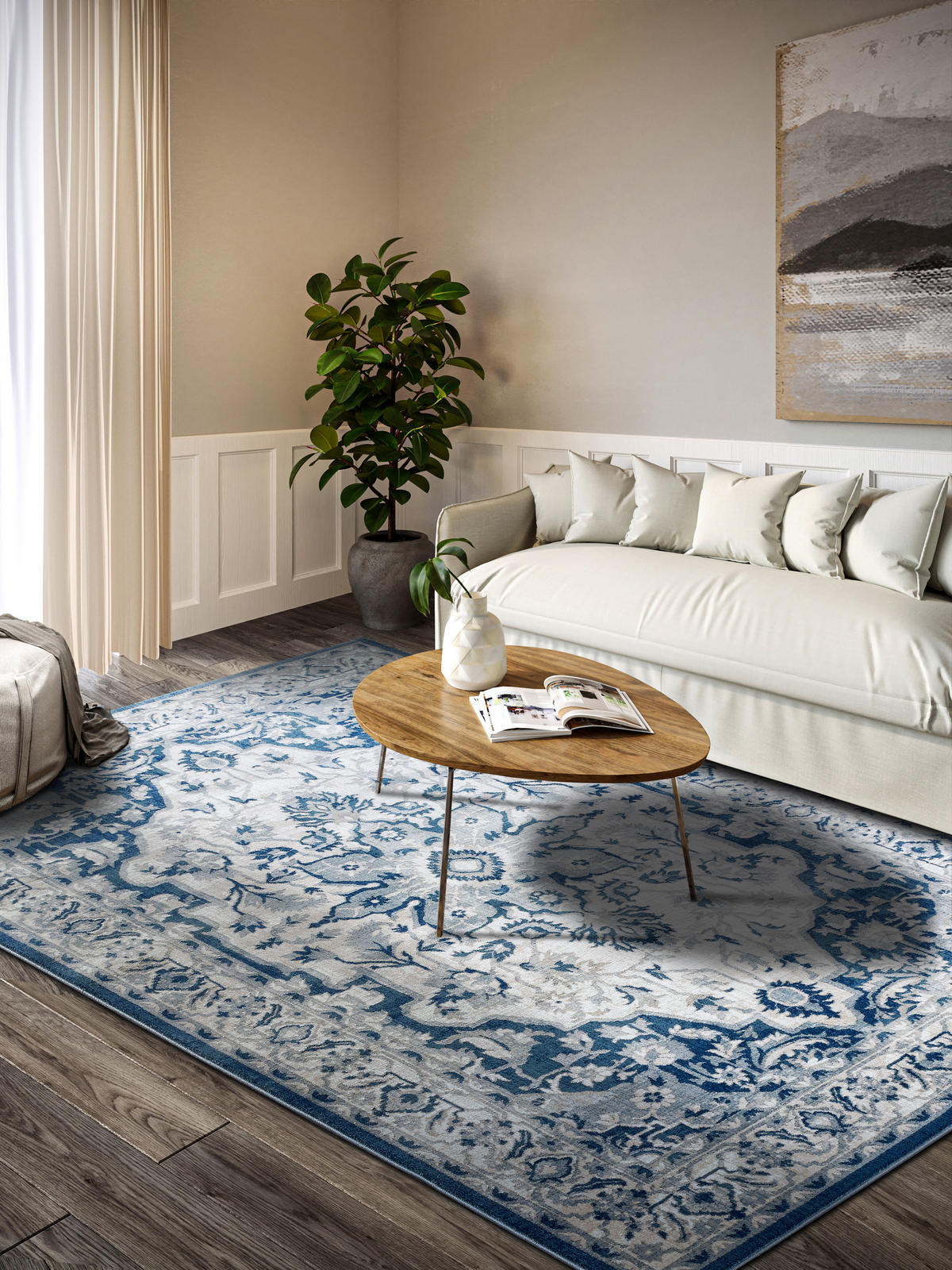 FLACHWEBETEPPICH 200/280 cm Kollektion 1869 Blau, Creme  - Blau/Creme, Design, Kunststoff/Textil (200/280cm) - Villeroy & Boch