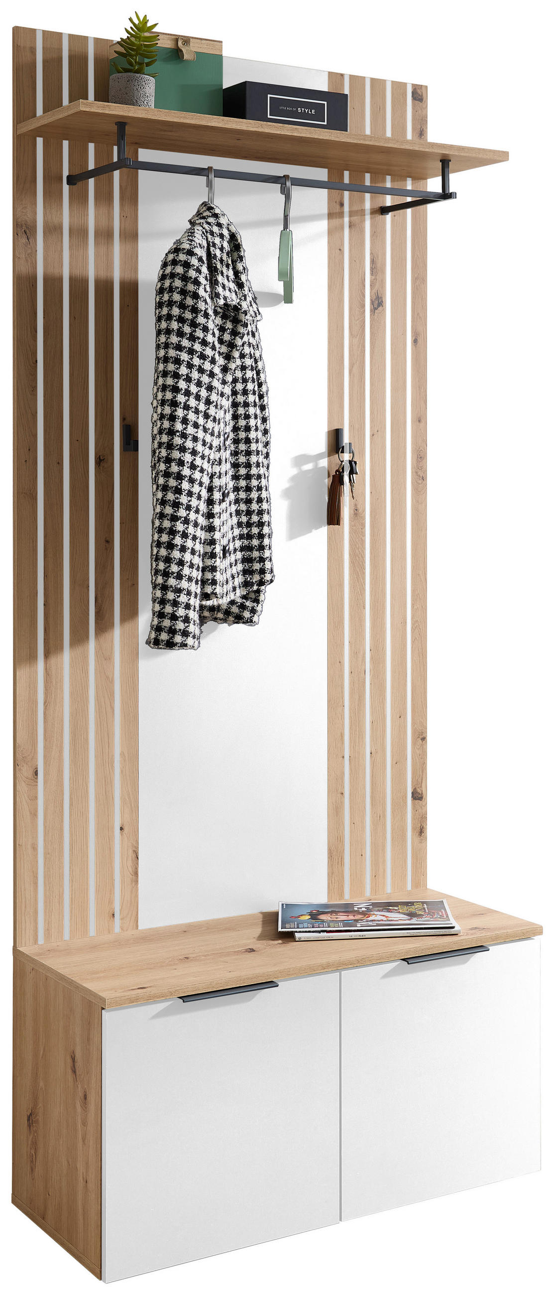 GARDEROBE  in 80/44/38 cm  - Eiche Artisan/Weiß, Design, Holzwerkstoff (80/44/38cm) - Livetastic