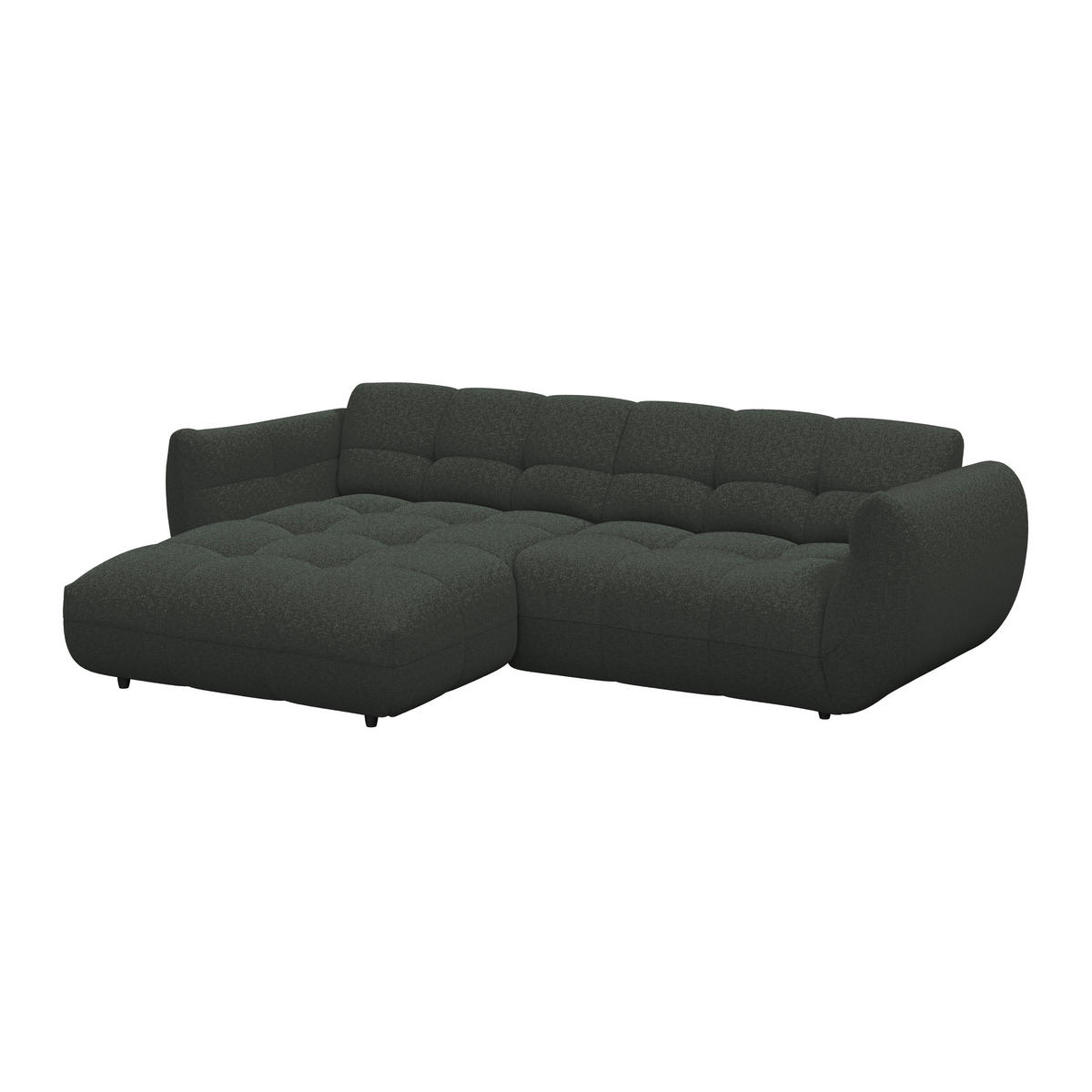 ECKSOFA Dunkelgrün Chenille  - Dunkelgrün/Schwarz, Trend, Kunststoff/Textil (178/280cm) - MID.YOU