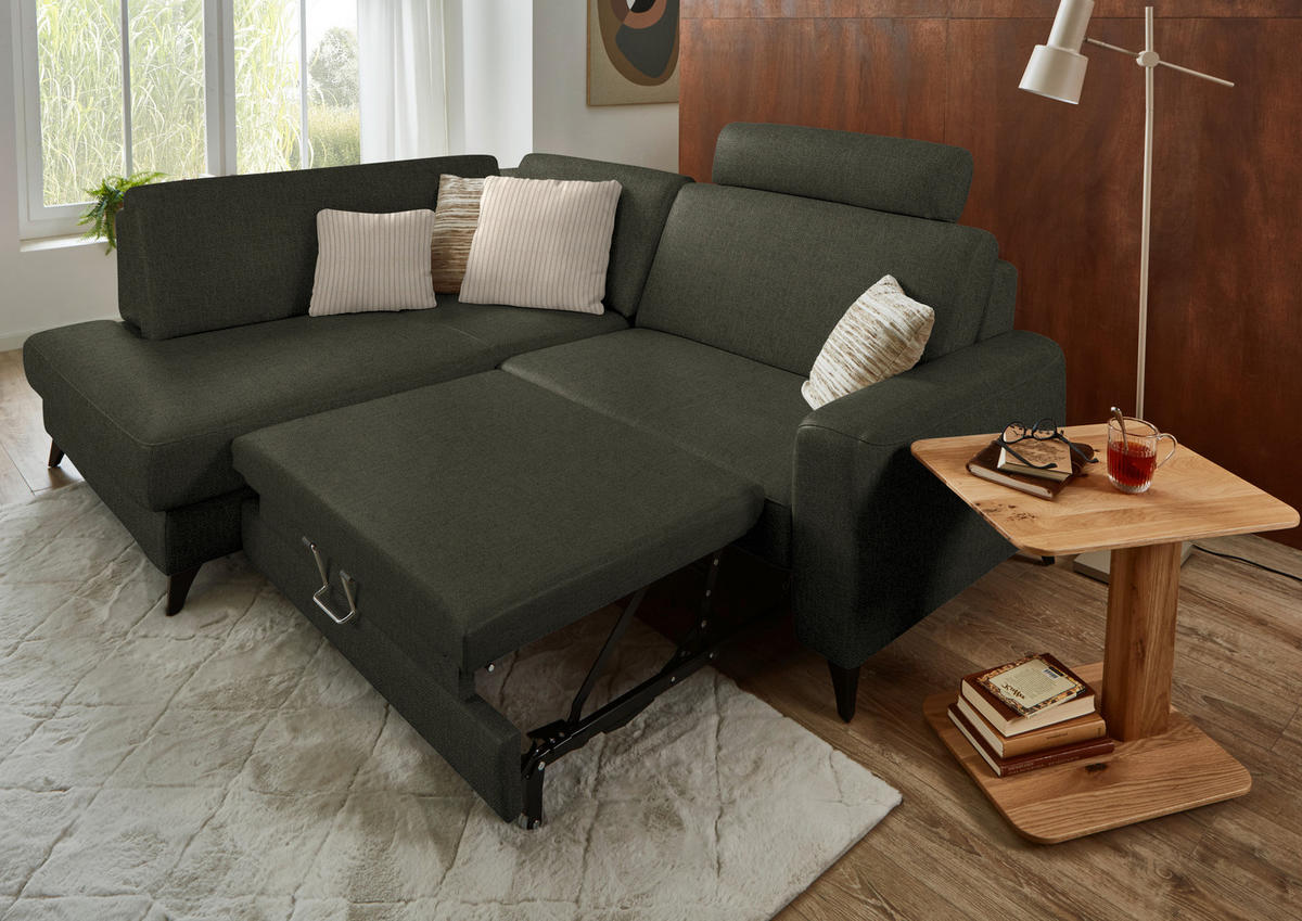 ECKSOFA  Chenille Dunkelgrün  - Dunkelgrün/Schwarz, Design, Textil/Metall (182/239cm) - Beldomo Comfort