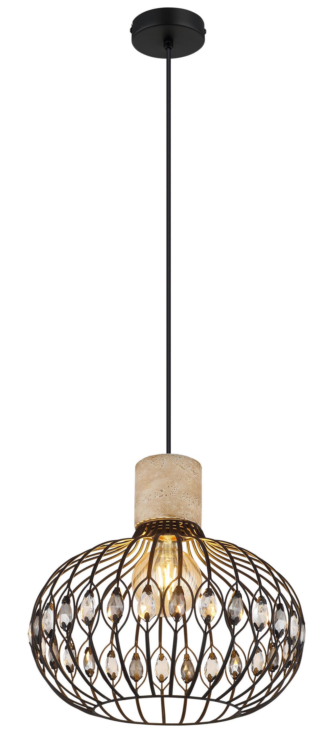 HÄNGELEUCHTE 38/150 cm  - Klar/Schwarz, Basics, Glas/Kunststoff (38/150cm) - Globo