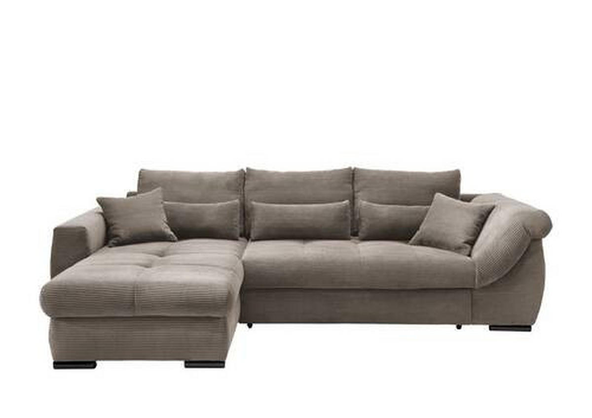 ECKSOFA Graubraun Cord  - Graubraun/Schwarz, MODERN, Holz/Textil (188/302cm) - MID.YOU