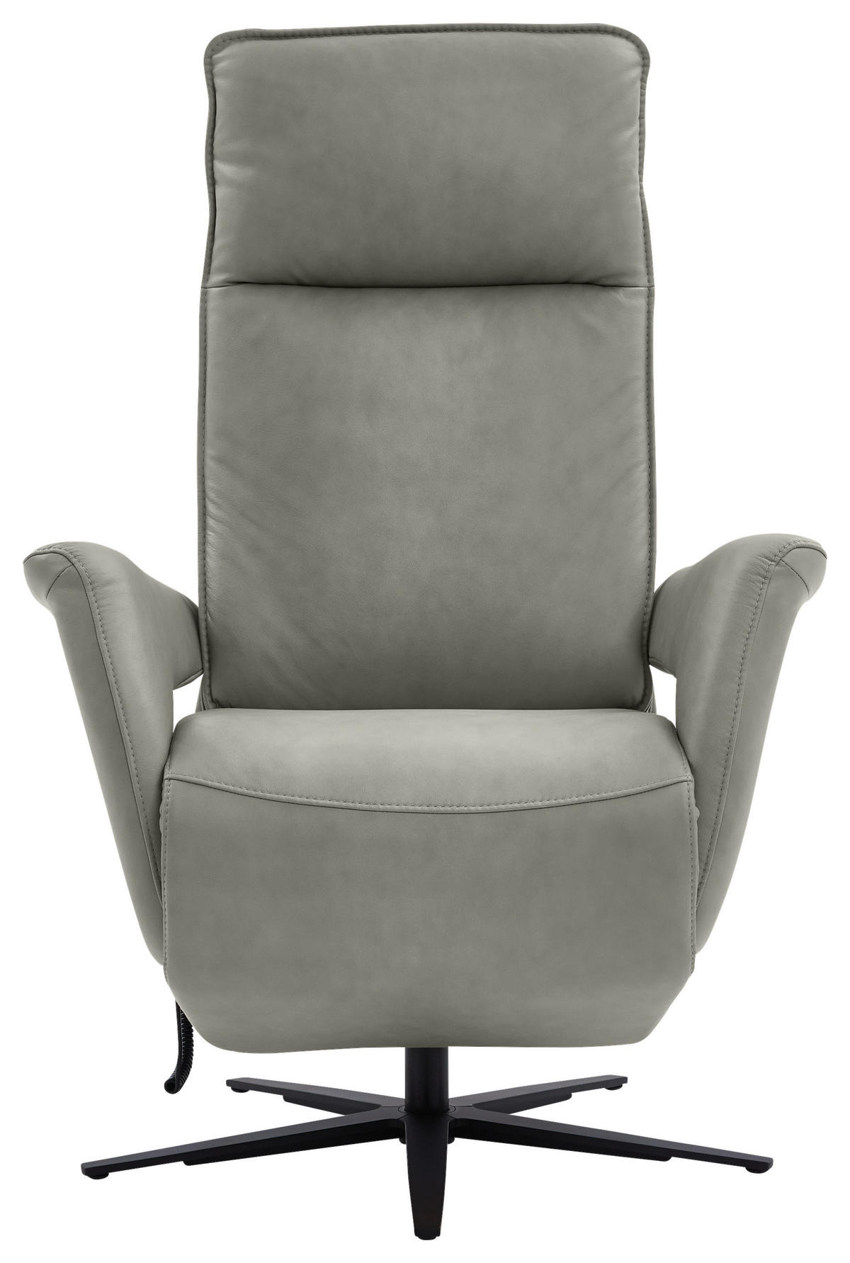 RELAXSESSEL in Leder Grau  - Schwarz/Grau, Design, Leder/Metall (83/123/87cm) - Valdera