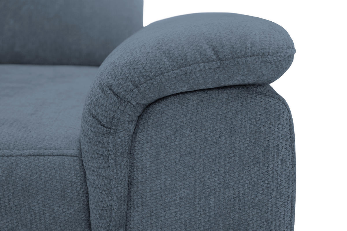 ECKSOFA Dunkelblau Chenille Bettkasten, Schlaffunktion, Rücken echt, Kopfteilverstellung, Liegefläche im Originalstoff  - Schwarz/Dunkelblau, KONVENTIONELL, Textil/Metall (206/265cm) - Carryhome
