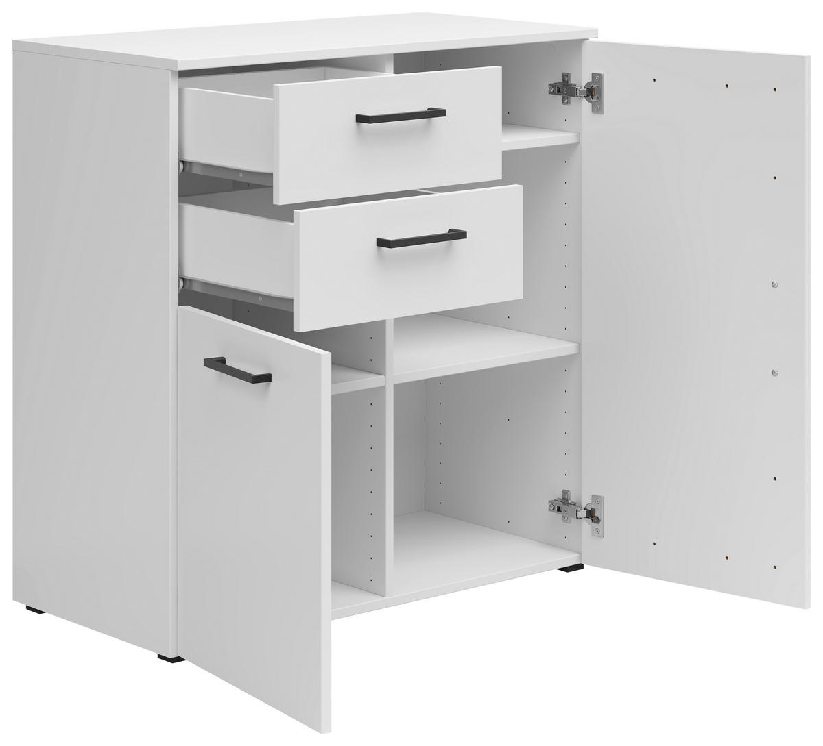 KOMODA   80/83/40 cm   bijela  - bijela/crna, Moderno, drvni materijal/plastika (80/83/40cm) - Carryhome