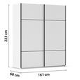 SCHWEBETÜRENSCHRANK 162/223/68 cm 2-türig Weiß  - Schwarz/Weiß, KONVENTIONELL, Holzwerkstoff/Metall (162/223/68cm) - Novel