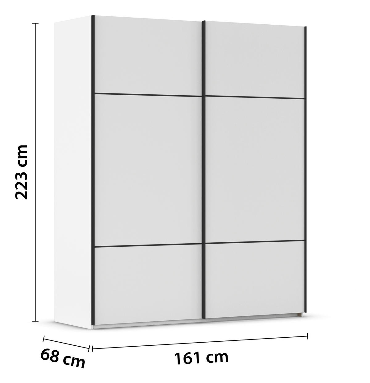 SCHWEBETÜRENSCHRANK in Weiss  - Weiss/Schwarz, Konventionell, Holzwerkstoff/Metall (162/223/68cm) - Novel