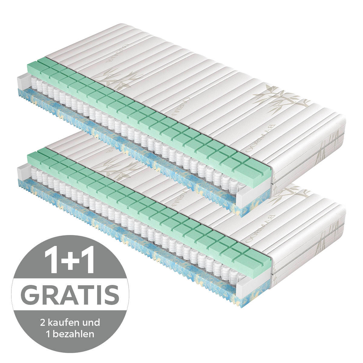 TASCHENFEDERKERNMATRATZE 90/200 cm Höhe ca. 21 cm  - Textil (90/200cm)