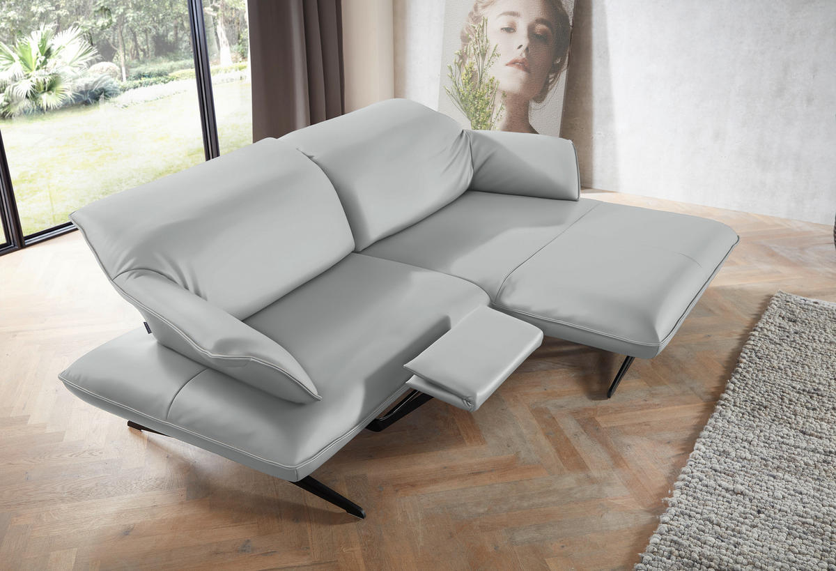 ECKSOFA in Echtleder Hellgrau  252/169 cm  - Beige/Hellgrau, Design, Leder/Metall (252/169cm) - Koinor