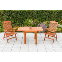 BALKONSET Braun 3-teilig  - Braun, KONVENTIONELL, Holz - Gardenson