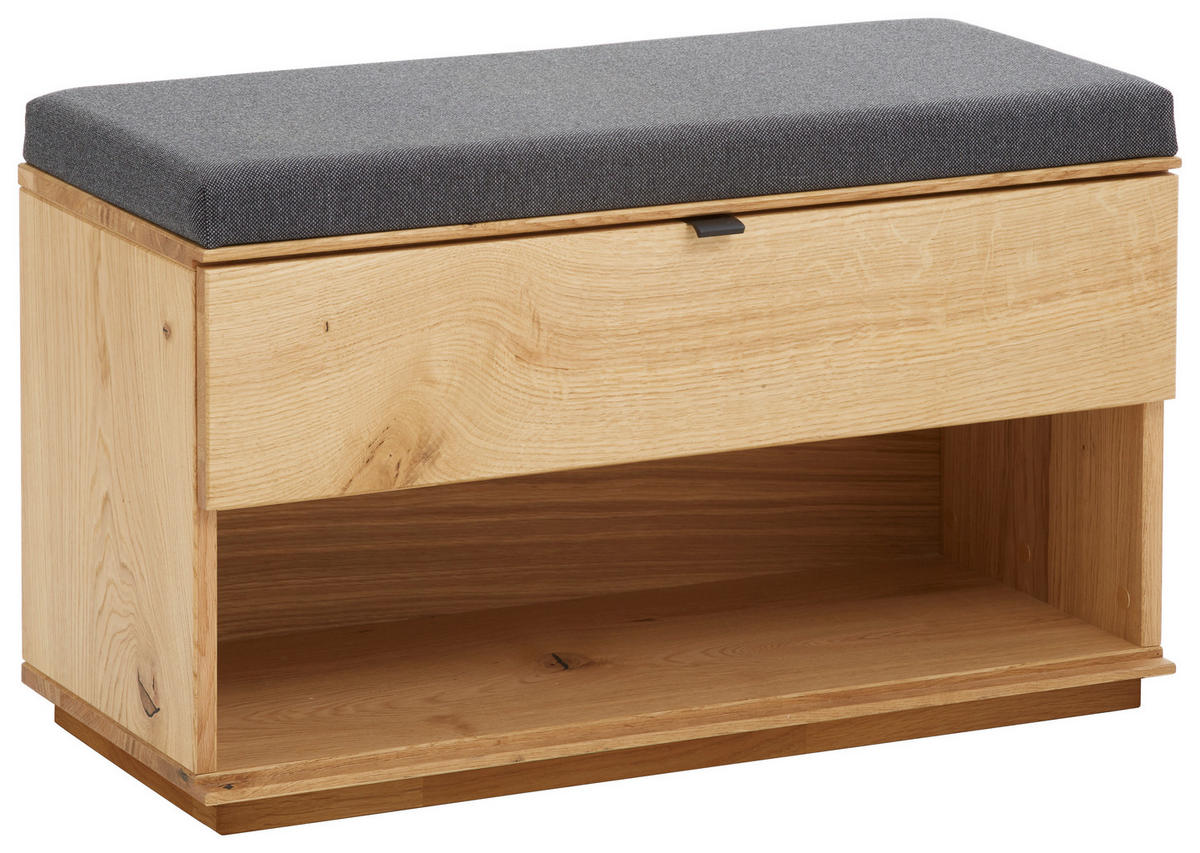 GARDEROBENBANK  in 85/50/38 cm  - Eichefarben/Anthrazit, Natur, Holz/Textil (85/50/38cm) - Linea Natura