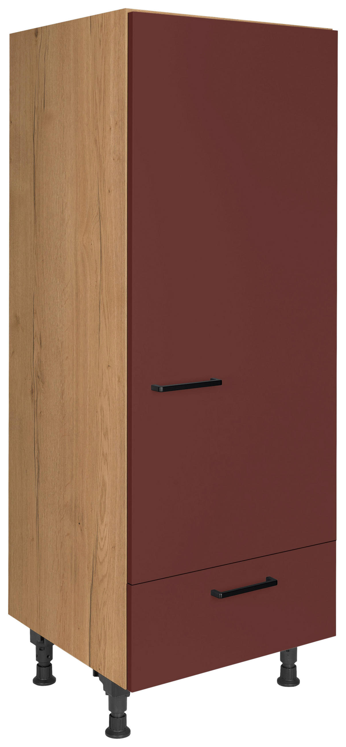Nobilia Geräteumbauschrank Easytouch Rot, Eiche 60x168x58 cm