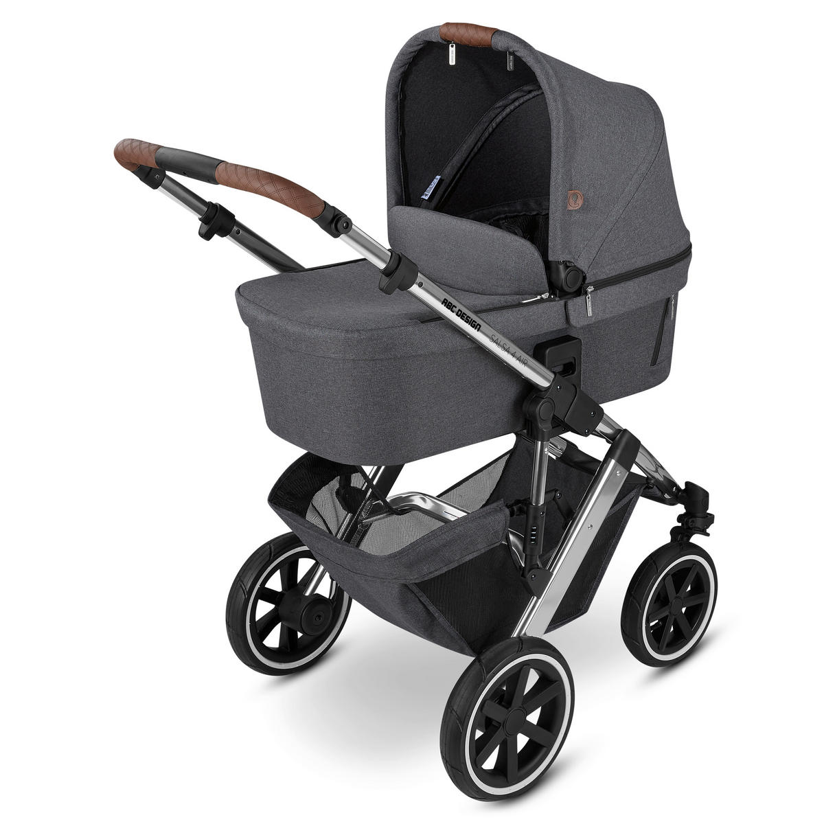 KOMBIKINDERWAGEN  Salsa 4 Air  Asphalt  - Dunkelgrau/Silberfarben, Basics, Textil/Metall (95/63/110cm) - ABC Design