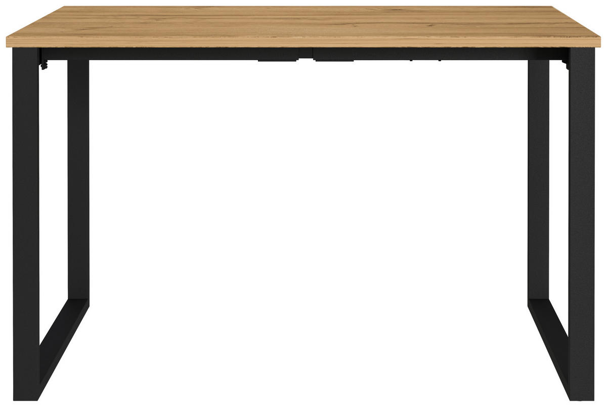SCHREIBTISCH 120/80/75 cm, Schwarz, Eichefarben, in verschiedenen Holz-Dekoren erhältlich, justierbare Füße  - Eichefarben/Schwarz, MODERN, Holzwerkstoff/Metall (120/80/75cm) - Novel