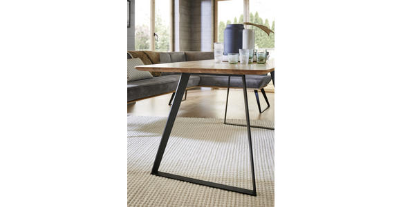 ESSTISCH Wildeiche massiv rechteckig Schwarz, Eichefarben - Eichefarben/Schwarz, Design, Holz/Metall (180/90/76cm) - Voleo