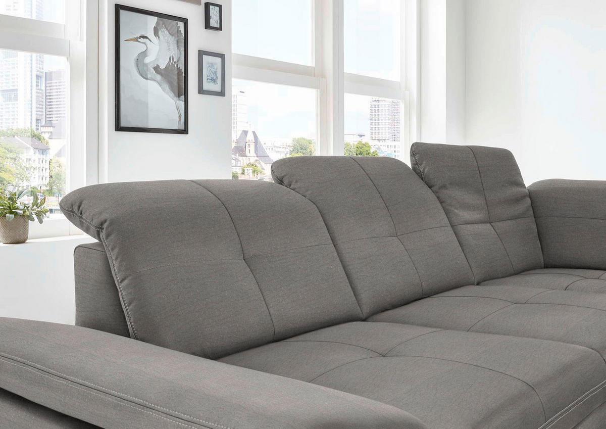 ECKSOFA in Mikrofaser Hellgrau  - Silberfarben/Hellgrau, Design, Textil/Metall (320/260cm) - Beldomo Speed