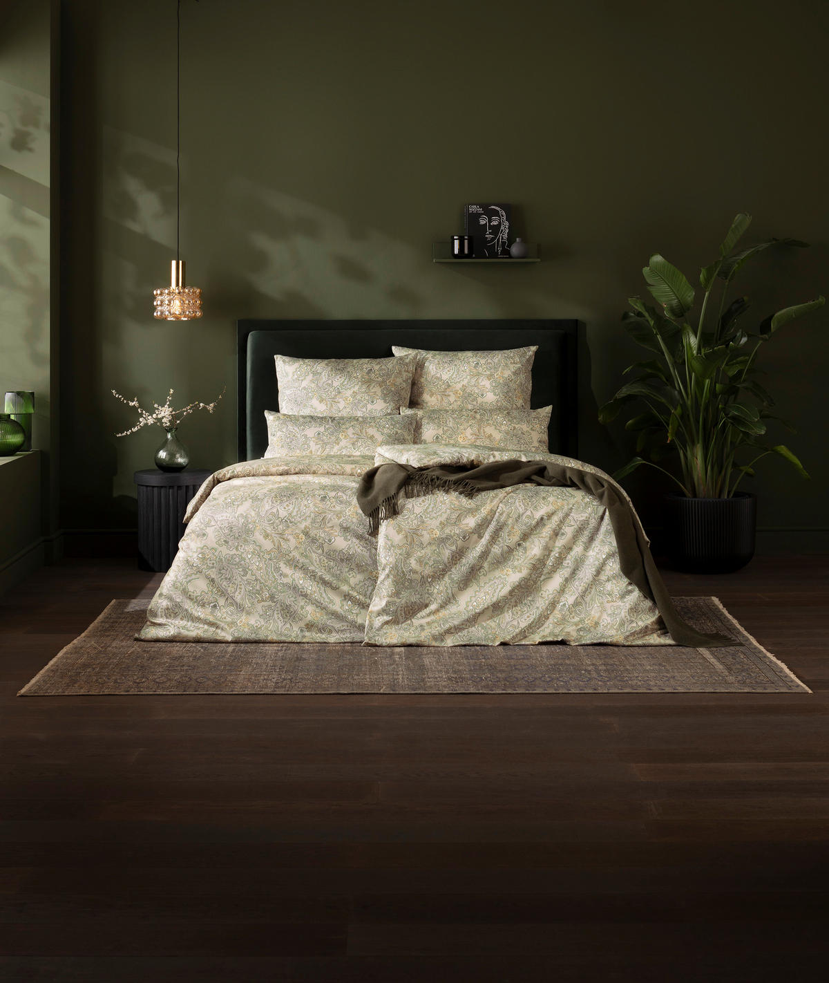 BETTWÄSCHE 3-teilig Kora Makosatin 135/200 cm  - Grün, Design, Textil (135/200cm) - Estella