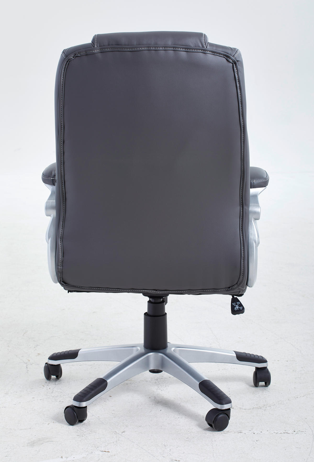 CHEFSESSEL Lederlook Grau, Silberfarben  - Silberfarben/Weiß, Design, Kunststoff/Textil (65/109-119/65cm) - Carryhome