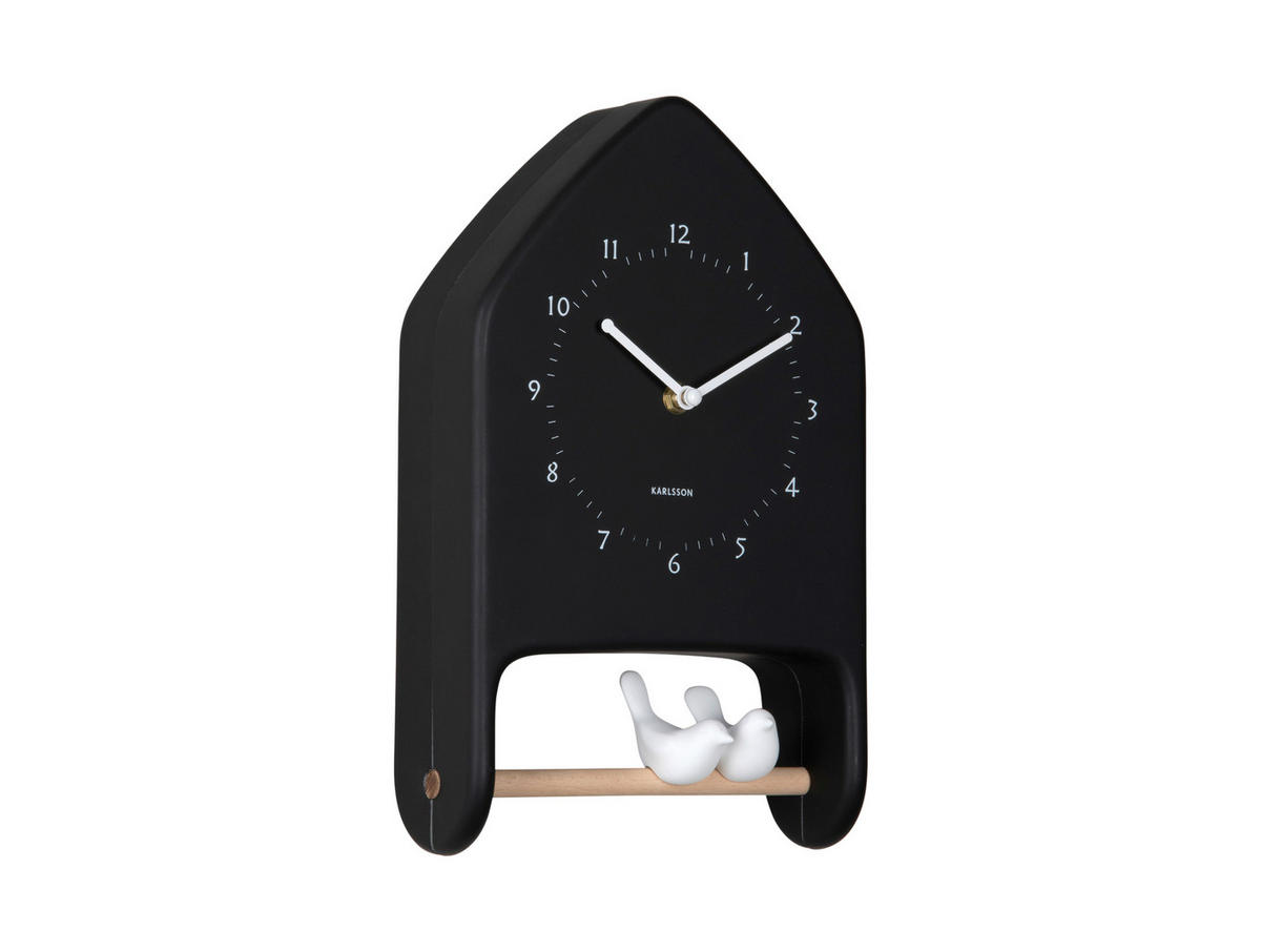 WANDUHR Love birds Schwarz 20/32/7 cm  - Schwarz, Basics, Kunststoff (20/32/7cm) - Karlsson