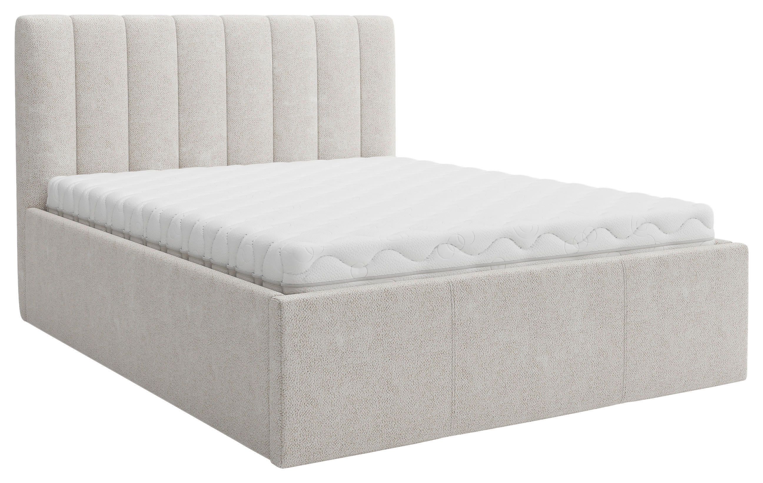 POLSTERBETT Matratze, Lattenrost, Bettkasten Creme 140/200 cm  - Creme, Trend, Holz/Textil (140/200cm) - Boxxx