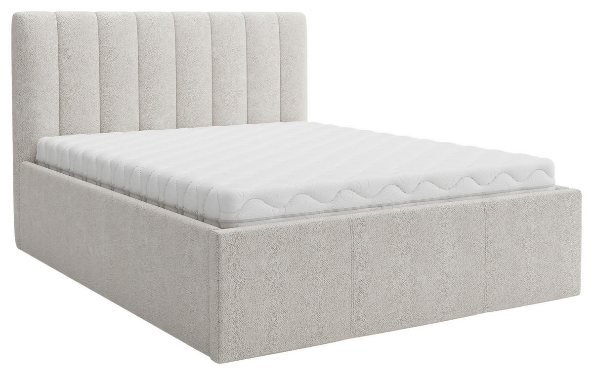 STOPPAD SÄNG 140/200 cm  i cremefärgad  - cremefärgad, Trend, trä/textil (140/200cm) - Best Price