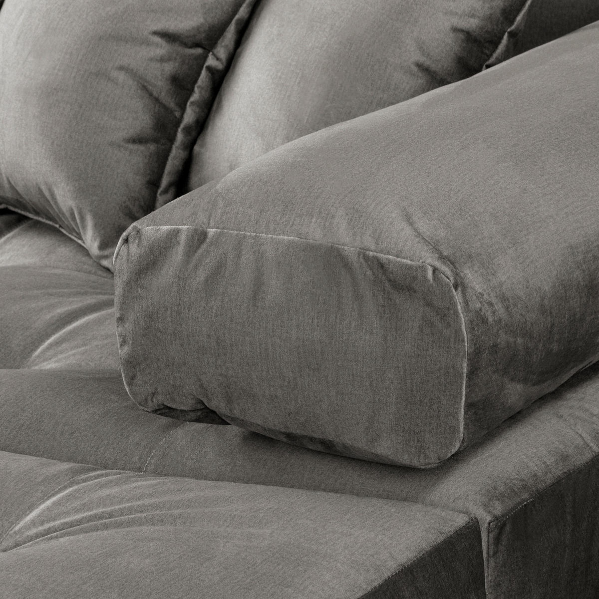 ECKSOFA Naomi in Velours Dunkelgrau Rückenkissen  284/243 cm  - Dunkelgrau/Schwarz, Design, Kunststoff/Textil (284/243cm) - P & B
