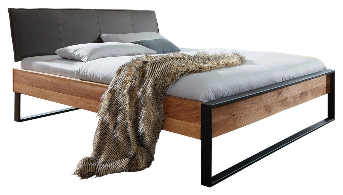 BALKENBETT 180/200 cm,  in Wildeiche,  - Wildeiche/Anthrazit, MODERN, Holz/Metall (180/200cm) - Livetastic