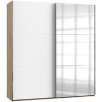 SCHWEBETÜRENSCHRANK in Weiss, Eichefarben  - Chromfarben/Weiss, Modern, Holzwerkstoff (200/216/65cm) - MID.YOU
