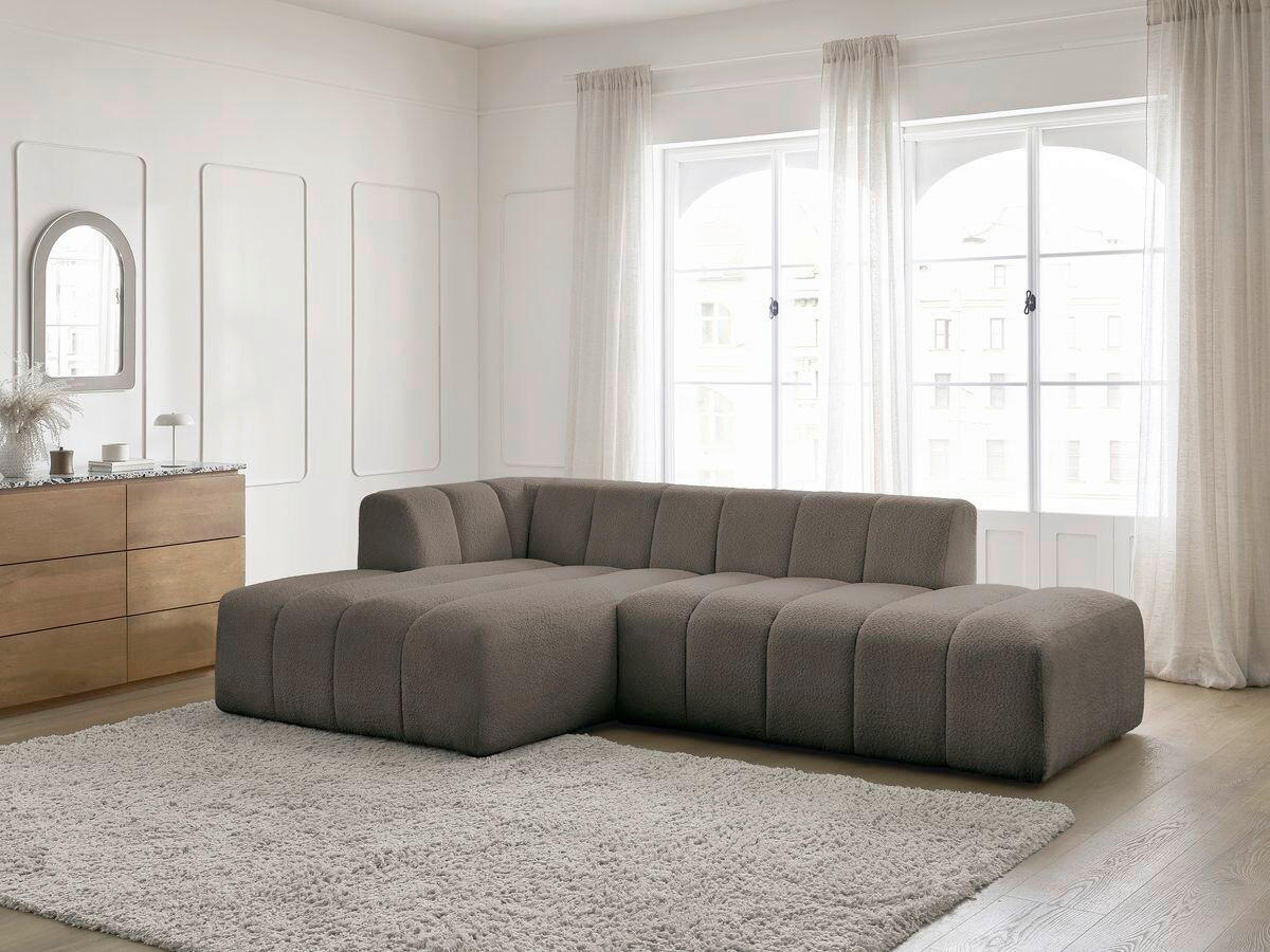 ECKSOFA  ANNECY Taupe Bouclé  - Taupe/Schwarz, MODERN, Kunststoff/Textil (170/262cm)