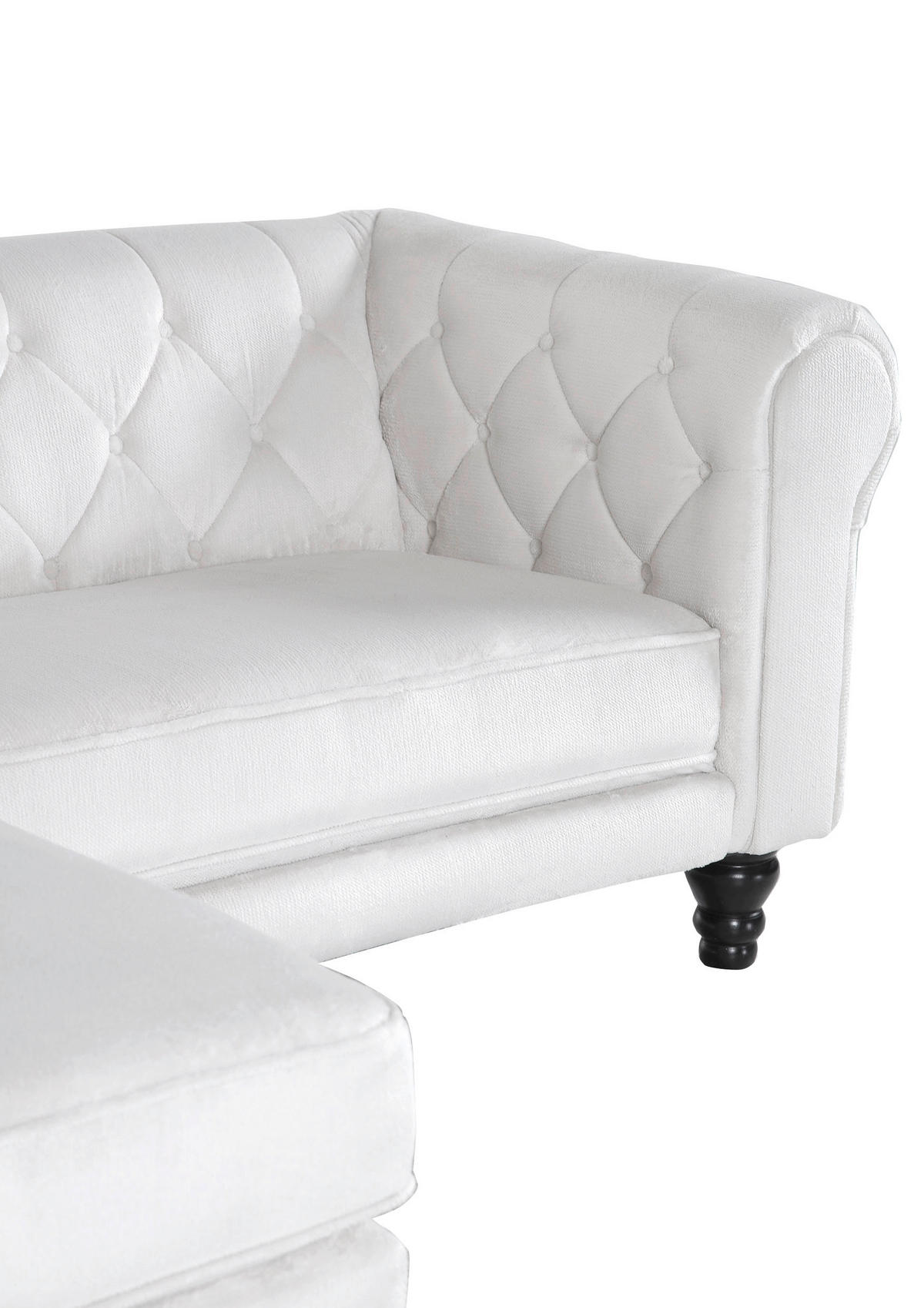 HÖRNSOFFA i plysch vit  - vit/mörkbrun, Design, trä/textil (160/260cm) - MID.YOU