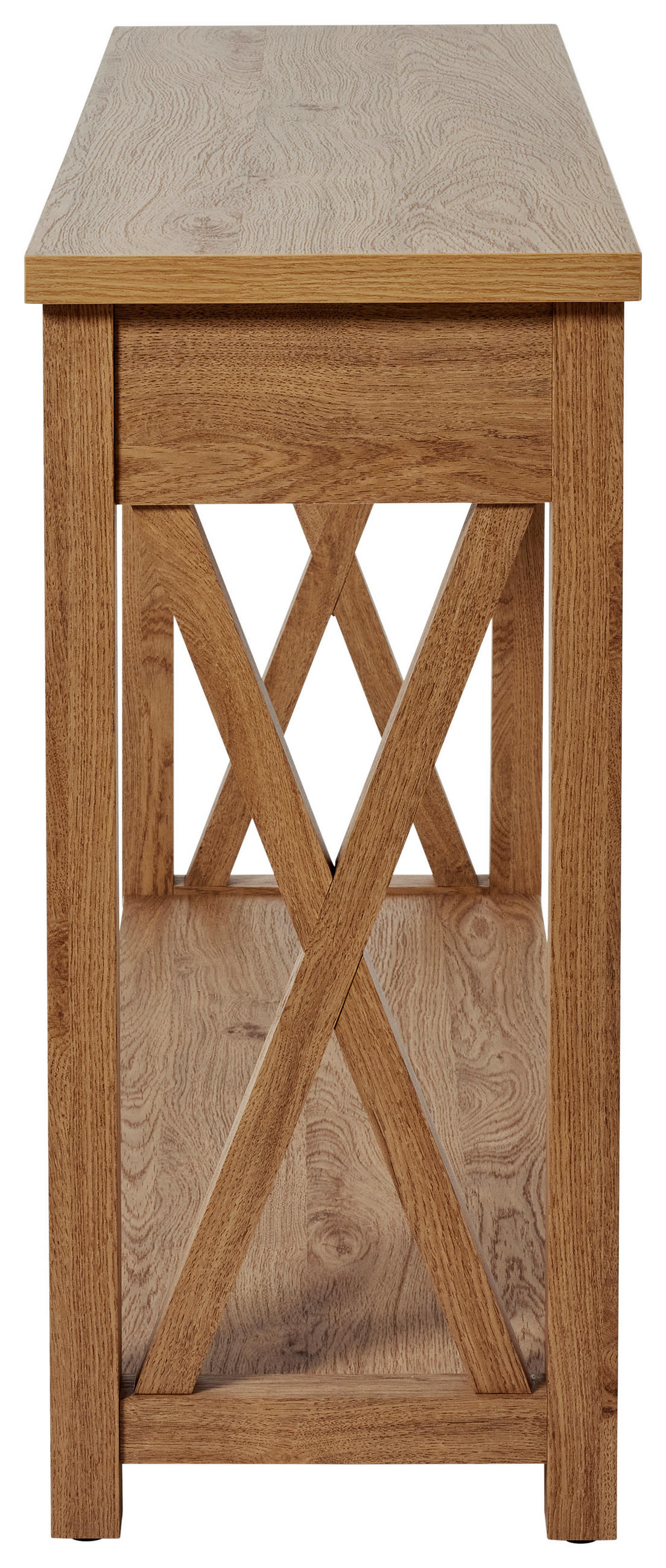 KONSOLENTISCH Eichefarben  - Eichefarben/Schwarz, LIFESTYLE, Holzwerkstoff/Metall (110/34/77cm)
