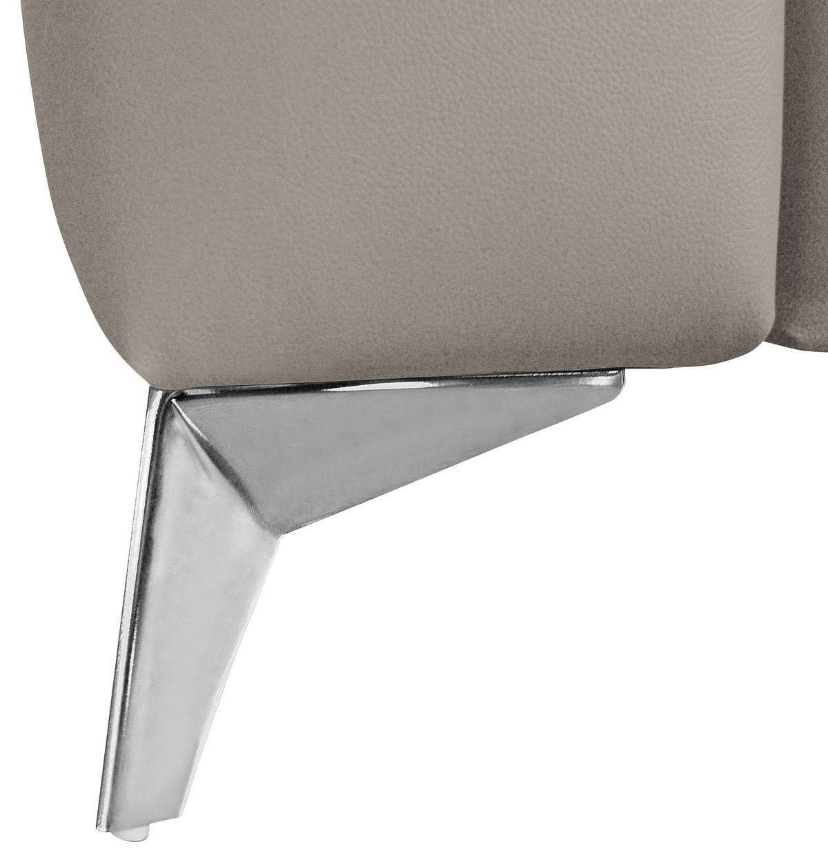 ECKSOFA in Lederlook Echtleder Hellgrau  - Chromfarben/Hellgrau, Design, Leder/Textil (286/208cm) - Livetastic