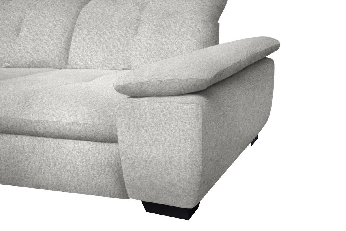 ECKSOFA Hellgrau Flachgewebe  - Hellgrau/Schwarz, Design, Textil/Metall (313/242cm) - Xora