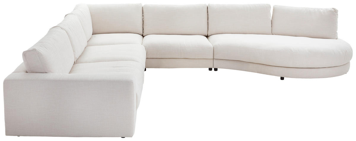 WOHNLANDSCHAFT Flachgewebe Naturfarben  - Schwarz/Naturfarben, Design, Kunststoff/Textil (365/425cm) - Pure Home Lifestyle