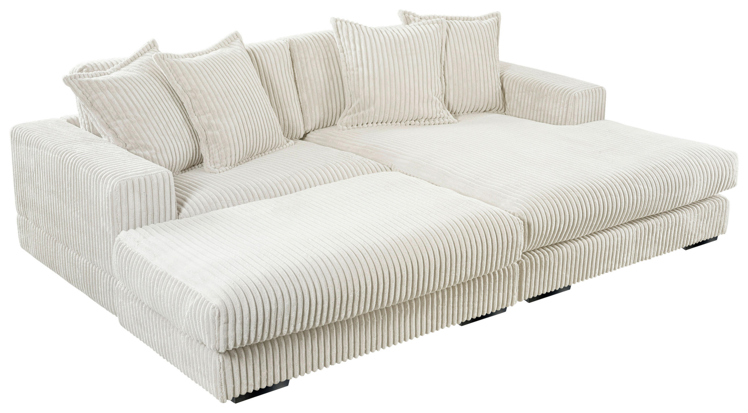 ECKSOFA FUNNY Weiß Cord  - Schwarz/Weiß, Basics, Kunststoff/Textil (195/285cm) - Livetastic