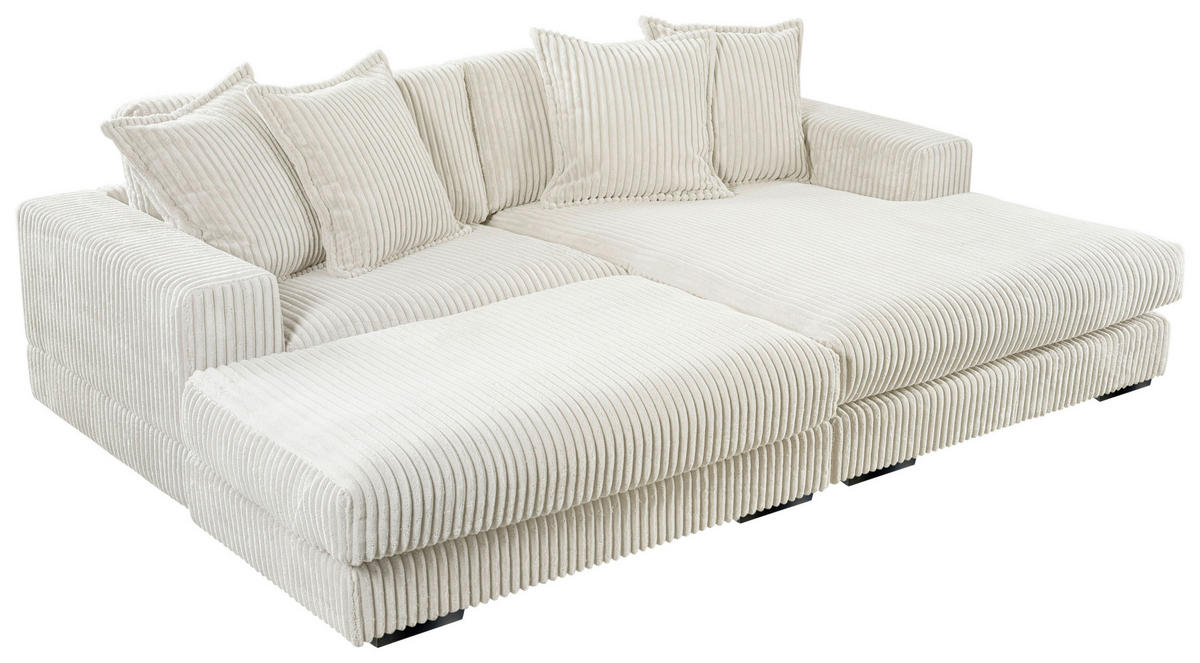 ECKSOFA FUNNY Weiß Cord  - Schwarz/Weiß, Basics, Kunststoff/Textil (195/285cm) - Livetastic