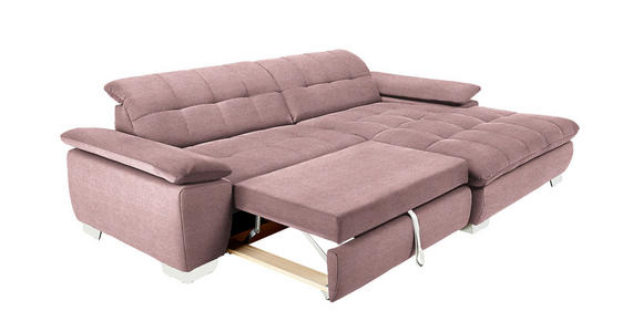 ECKSOFA in Mikrofaser Altrosa  - Chromfarben/Altrosa, Design, Textil/Metall (265/180cm) - Carryhome