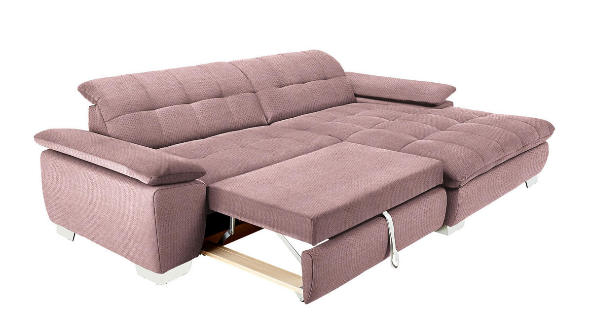 ECKSOFA in Mikrofaser Altrosa  - Chromfarben/Altrosa, Design, Textil/Metall (265/180cm) - Carryhome