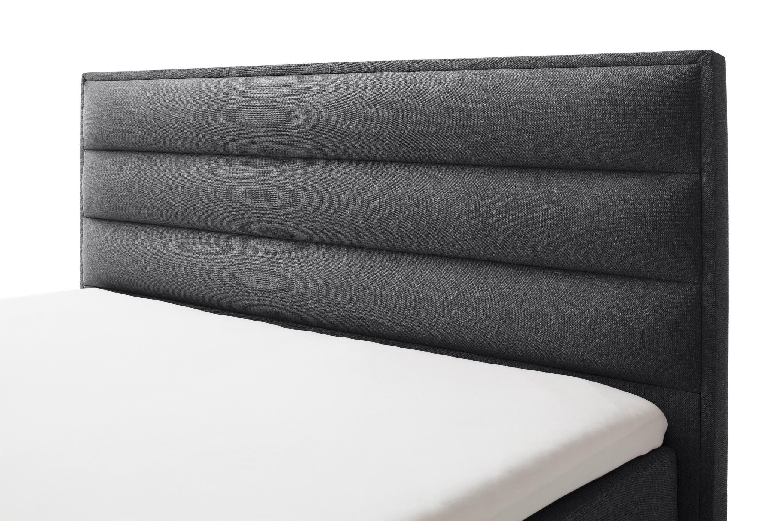 Thumbnail - Schöner Wohnen Boxspringbett, Anthrazit, Textil, H3 + H4, 7-Zonen, Höhe ca. 20 cm, 180x200 cm, Reach, gepolstertes Kopft...