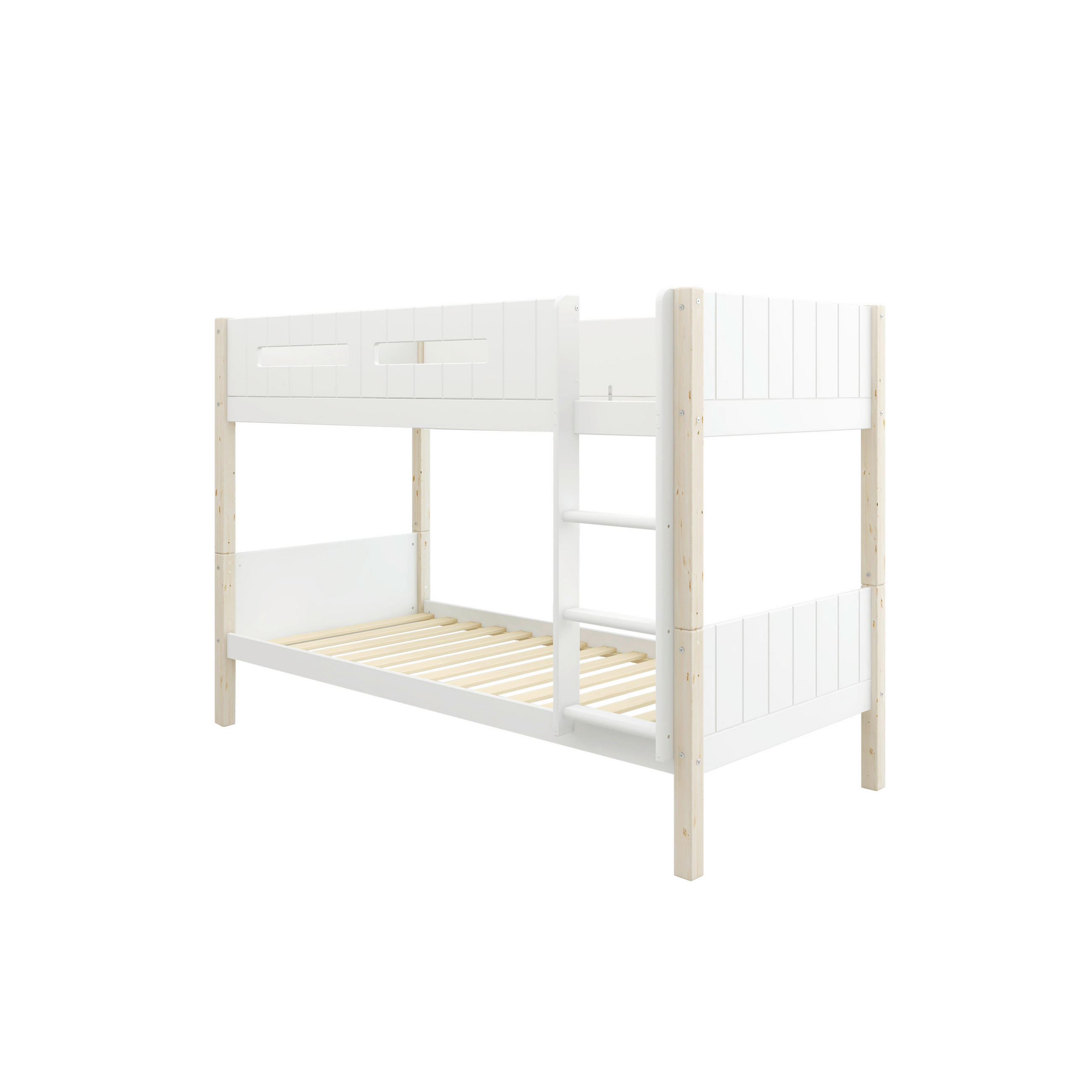 ETAGENBETT 90/200 cm,  in Absturzsicherung, Leiter, Lattenrost, Rollroste  - Naturfarben/Weiß, MODERN, Holz (90/200cm) - Chameo