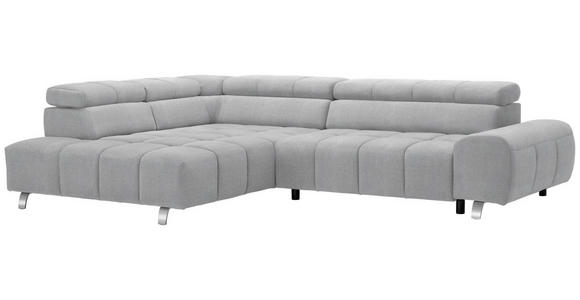 ECKSOFA in Webstoff Hellgrau  - Silberfarben/Hellgrau, Design, Textil/Metall (201/295cm) - Hom`in