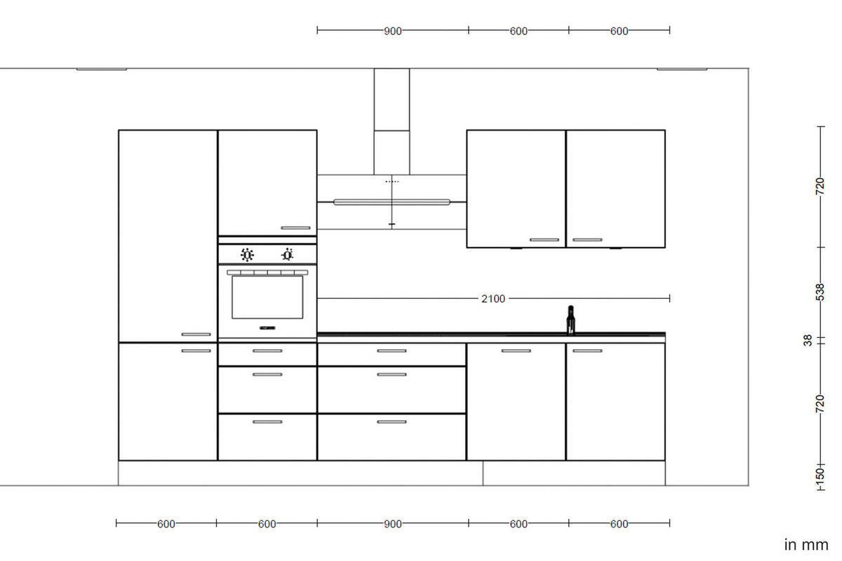 KÜCHENBLOCK 330 cm   in Weiß, Schieferfarben  - Schieferfarben/Edelstahlfarben, MODERN, Holzwerkstoff/Metall (330cm) - Nobilia